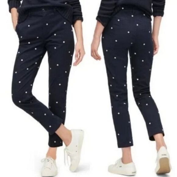 J Crew Polka Dot Chino Crop Vintage Straight Ankle Pants Navy Blue 30 Petite - Picture 13 of 13